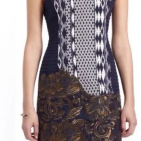 Anthropologie Floreat Mika Embroidered Jacquard Shift Dress Size 6 - Picture 6 of 8
